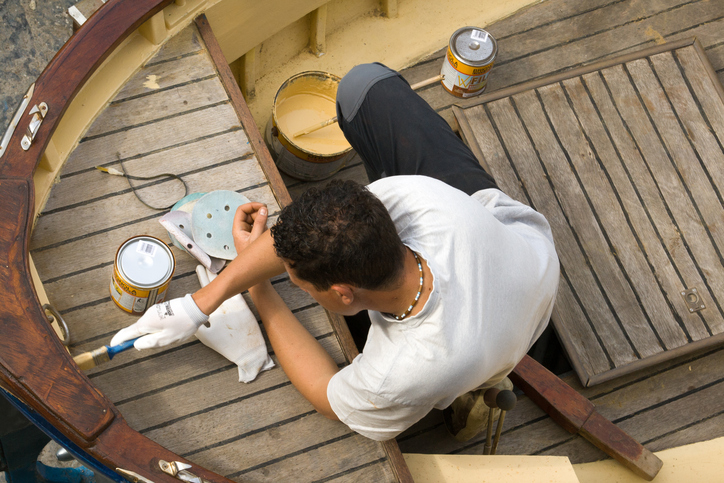 Procida (Naples), Italy: Fisherman Painting His Boat