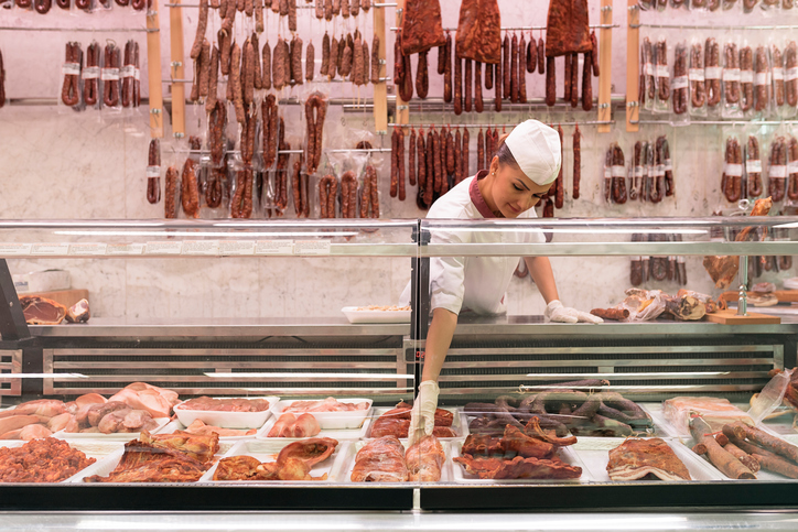 Pretty Butchery Woman working.